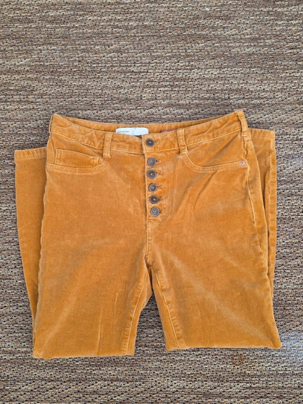 Pilcro Mustard Corduroy Ankle Pants